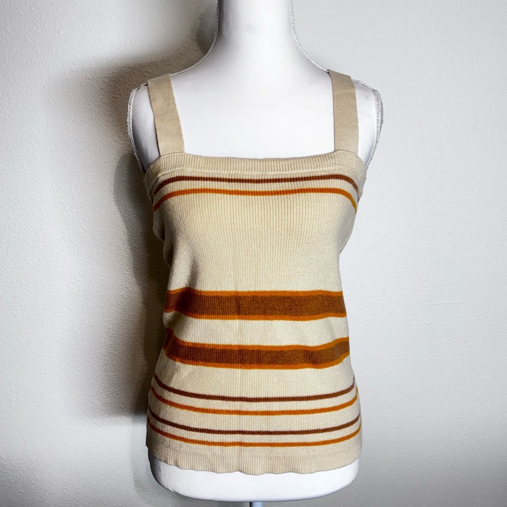 LOFT Beige and Orange Striped Sweater Camisole